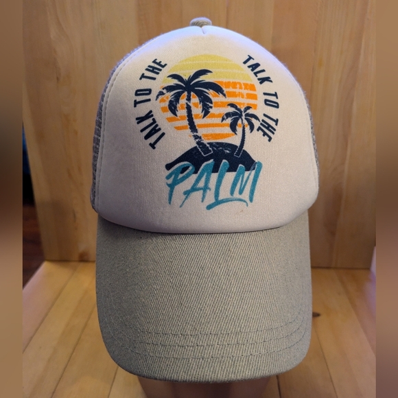 Palm Graphic Trucker Hat - Cream and Tan - Picture 1 of 6